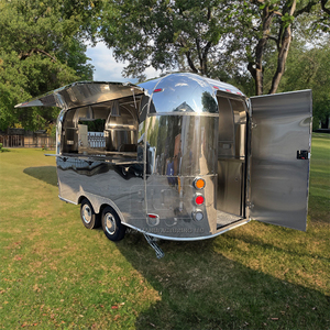 New Original Catering Trailer Coffee Truck Stainless Steel Aluminum 4-Wheel <b>Foldable</b> <b>Cart</b> Candy Food US - Product Image 2