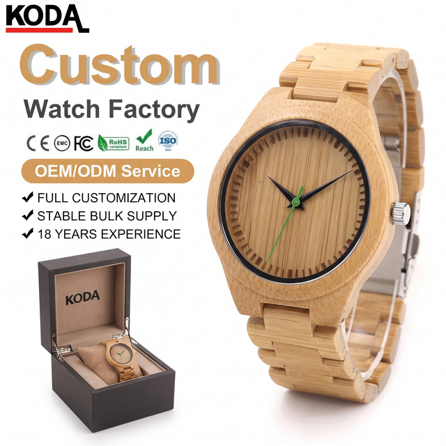 OEM ODM Women's Bamboo Wood Quartz Watch Heart Shape Case 30mm Natural Wood Grain Dial 20mm Band Width Fashion Custom Logo