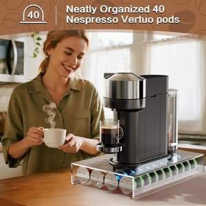 Support à <span class=keywords><strong>capsules</strong></span> de café en acrylique avec tiroir, compatible avec les <span class=keywords><strong>capsules</strong></span> <span class=keywords><strong>Nespresso</strong></span> <span class=keywords><strong>Vertuo</strong></span> et Dolce Gusto, capacité de 40 <span class=keywords><strong>capsules</strong></span>, mise à niveau du <span class=keywords><strong>rangement</strong></span> - Product Image 6