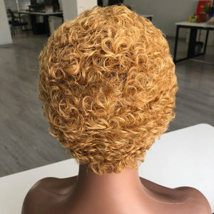 Vente en gros afro-américaine courte perruque bouclée Pixie perruques fabriquées <span class=keywords><strong>à</strong></span> la machine pour les femmes noires vente - Product Image 2
