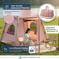 Carpa Inflable Tipo Cabaña con Bloques de Color Rosa, Personalizada al por Mayor, con Toldo Frontal, Protección UV Impermeable, Proveedor de Fábrica