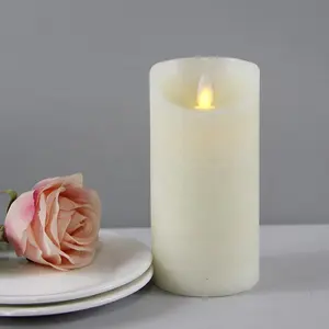 Home Decoration Realistic Moving Wick Flickering Led Wax Candle With Timer