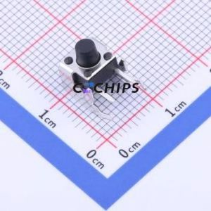 TS-1093C-A6B2-D1 Tactile Switch Bent Lead Through Hole-4P,6x6mm Single Pole Single Throw Round Button 1.8N Right Angle Insert - Product Image 1