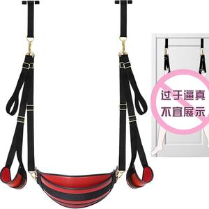 Juguetes sexuales BDSM para puerta, columpio <span class=keywords><strong>sexual</strong></span>, eslingas sexuales de cuero y felpa suave con correas ajustables, esposas de puerta colgantes para piernas - Product Image 2