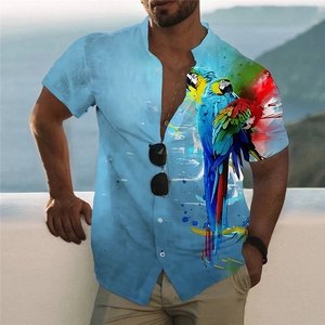 <span class=keywords><strong>Chemise</strong></span> décontractée à manches courtes pour <span class=keywords><strong>homme</strong></span>, imprimé perroquet, style hawaïen, vacances à la plage, coupe ample, taille <span class=keywords><strong>XL</strong></span>, livraison gratuite - Product Image 4