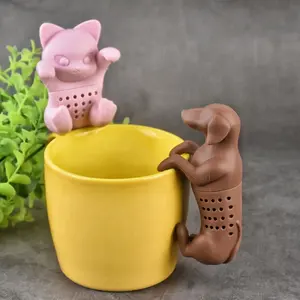 Trà Infuser Mèo và Con chó hình Bộ Lọc Khuếch Tán lỏng trà Silicone lọc cho cốc khác nhau và lá