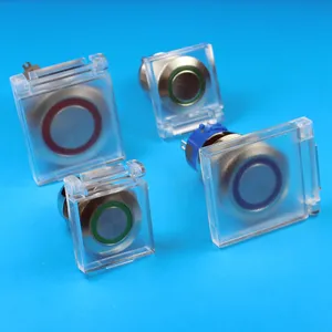 19mm Flat Round Tri-Color RGB Momentary Push Button Switch 12V Ring LED Illuminated Stainless Steel Water Proof buttn pushes