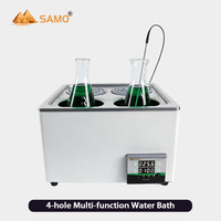 Bain-marie de laboratoire SAMO 8L à 4 trous en acier inoxydable 304, thermostat numérique RT+5 à 100°C, 1200W