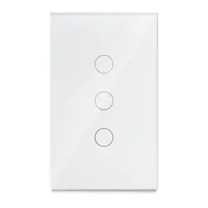 Mvava 3 Gang 3 Way 220v/1000w Doméstico Sem Neutro Tuya Smart App Wifi Smart Wall Touch Light Switch Com Luz Indicadora