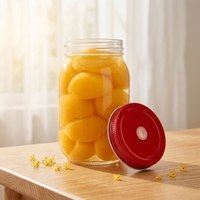 Bocal en verre à large ouverture avec 2 couvercles métalliques hermétiques, plusieurs tailles, qualité alimentaire, pour cornichons, confiture, miel, garde-manger
