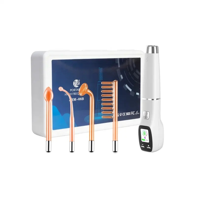 4 in 1 LCD Screen Portable Smart High Frequency Skin Thearpy Facial Wand Machine for Acne Removal Anti Aging