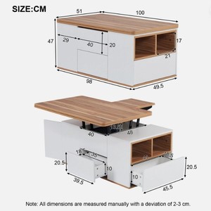 Table basse multifonctionnelle transfrontalière réglable en hauteur pour salon, maison, petit appartement, grande capacité - Product Image 4