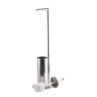 Brosse de toilette en acier inoxydable avec porte-rouleau de papier pour salle de bain, sur pied