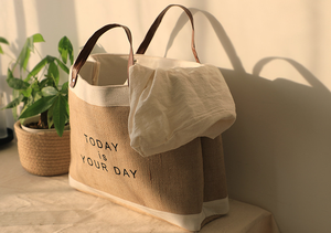 Sac de courses en toile de jute et chanvre, grand, imperméable, personnalisé, de style japonais, pour le stockage d'épicerie, de produits divers et de linge, vente en gros - Product Image 6