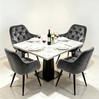Chaise de salle à manger capitonnée de luxe en velours avec pieds en métal pour la maison, le restaurant, l'hôtel