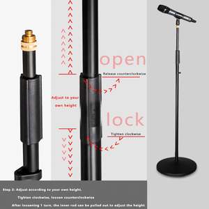 Support de microphone professionnel sur pied LKT-822B pour scène, réglable pour le chant en direct et le karaoké - Product Image 6