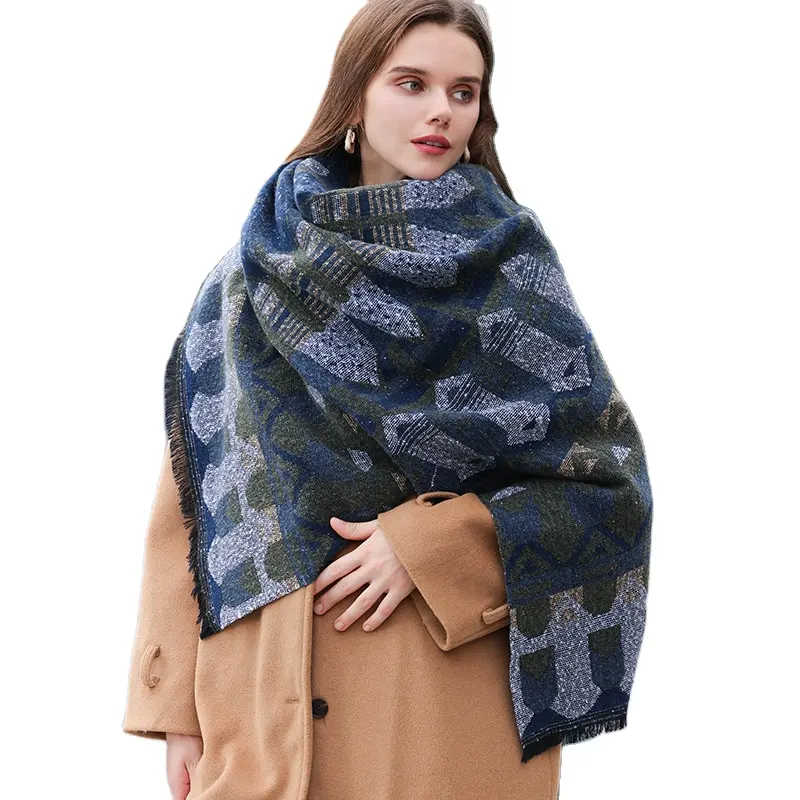 GEERDENG Chegada Nova Oversize Simples Dupla Face Caxemira Poncho Xaile Lenço Inverno Engrossado Quente Ao Ar Livre Xaile Do Cabo Das Mulheres