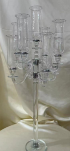 Candélabre moderne à 7 bras en verre et cristal, centre de table pour mariage, porte-bougie pour Noël, la Saint-Valentin, décoration de la maison - Product Image 4