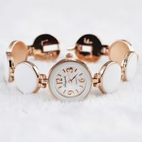 Montre-bracelet élégante pour femme avec bracelet en céramique perlée ronde, montre à quartz pour femme