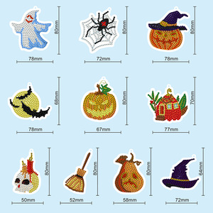 10 unids/set DIY diamante <span class=keywords><strong>pintura</strong></span> calabaza <span class=keywords><strong>araña</strong></span> colgante <span class=keywords><strong>Halloween</strong></span> colgante adorno etiqueta tarjetas decoración de <span class=keywords><strong>Halloween</strong></span> - Product Image 4