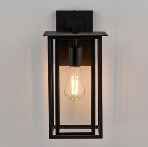 Luz de porche impermeable <span class=keywords><strong>para</strong></span> montaje en pared de granja al aire libre con linterna cuadrada enjaulada de metal <span class=keywords><strong>doble</strong></span> E26 Base Coach Lights - Product Image 6