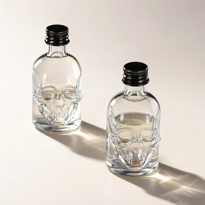 Commercio all'ingrosso 50ml forma di teschio piccola bottiglia di <span class=keywords><strong>Whisky</strong></span> campione di vetro bottiglia di vino con coperchi - Product Image 3