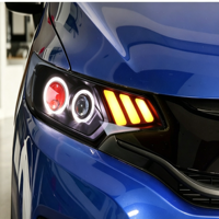 Ensemble de phares LED modifiés pour Honda Fit GK5 2014-2020, style Mustang, projecteur laser, œil de démon, clignotant séquentiel