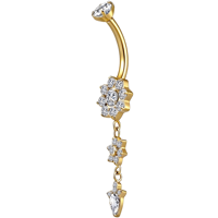 Anneau de nombril en titane ASTM F136 plaqué or rose, motif fleur, longueur 40,8 mm, barre de 16 mm, piercing unisexe pour le nombril