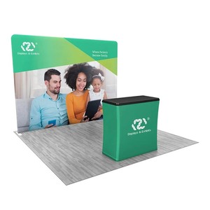 Kit d'affichage pop-up SEG plat de 10 pieds pour salon professionnel avec comptoir de réception, stand d'exposition portable - Product Image 3