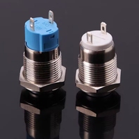 Bouton poussoir électronique en laiton 12 mm - Étanche IP65, 2 broches, 1NO, avec logo LED lumineux pour commande d'alimentation automobile et marine