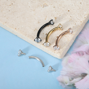 Pendientes de acero inoxidable 316 con circonita cúbica curva, mini barra redonda, joyería para <span class=keywords><strong>piercing</strong></span>, anillo para ceja, anillo para nariz, aretes <span class=keywords><strong>Daith</strong></span> y Helix para mujer y <span class=keywords><strong>hombre</strong></span> - Product Image 4