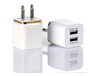 อะแดปเตอร์แปลงไฟแบบชุบทองทรงสี่เหลี่ยม ชาร์จเร็ว 2 พอร์ต USB 5V 2.1A 1A ขอบสี สำหรับแผ่นชาร์จไฟฟ้า - Product Image 2
