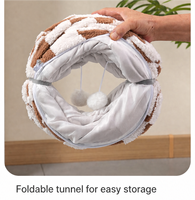 Grand lit tunnel pliable rond en peluche douce pour chien et chat, nouvelle arrivée, personnalisable par le fabricant, luxe, premium, lavable, pour chiot et chaton