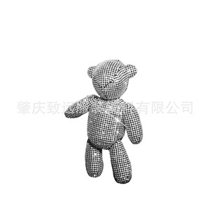 Bolso de mano con forma de oso y malla de diamantes de imitación para mujer, 16x4,5x36 cm, cierre de cremallera, bolso moderno para atuendos diarios y banquetes - Product Image 1