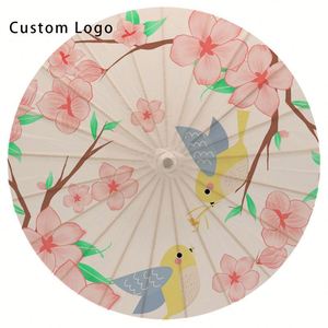 Custom Logo Embroidered Paper Parasol, 84cm Diameter, Wedding and Home Decor - Product Image 5