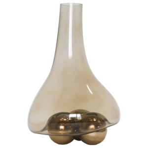 Vaso in vetro con base in metallo a sfera, vaso per fiori contemporaneo per centrotavola, decorazione moderna. - Product Image 1