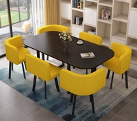 Ensemble de table de réception rectangulaire pour grossistes, 1 table et 6 chaises en cuir artificiel pour la maison, le restaurant, l'hôtel, le salon
