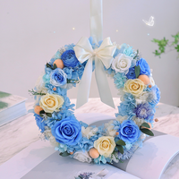 Couronne florale artisanale personnalisée en fleurs éternelles pour mariage, Noël, décoration de porte et de maison, et fêtes