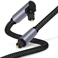 Câble audio numérique optique Toslink SPDIF coaxial à angle droit LA-5.1 avec gaine en nylon tressé pour barre de son et téléviseur