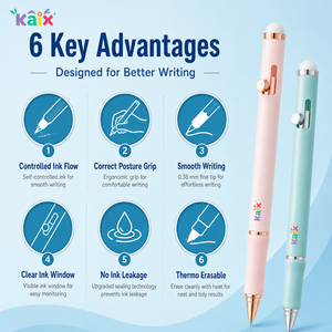 Stylo plume effaçable KAIX à écriture fluide, pointe fine 0,38 mm, encre bleue, rétractable, pour la pratique de l'écriture manuscrite - Product Image 5
