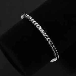 Moissanite Black Tennis Bracelet 925 Sterling <b>Silver</b> Plated Classic Style Sparkle Chain Jewelry Gift <b>for</b> <b>Men</b> Women - Product Image 1