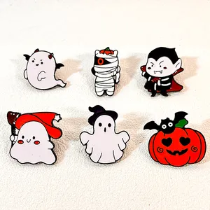 2023 Factory Cute Japanese Clothes Enamel Pin Accessories Cartoon Pumpkin Ghost Pin Halloween Brooch to my Dauther Son