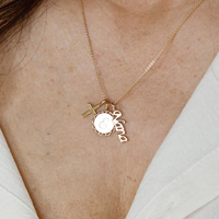 Collar con Colgante Circular de Acero Inoxidable Jietao, Chapado en Oro de 18K, con Borde Festoneado, Grabable, Joyería Vintage Personalizable para Navidad