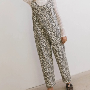 Mode femmes léopard Jeans poche Baggy combinaison salopette jarretelle pantalon décontracté pantalon - Product Image 4