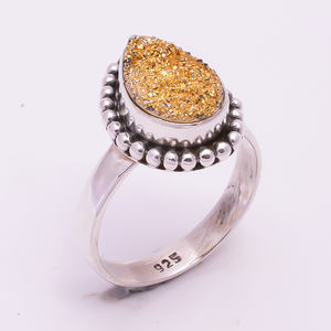 Bague en argent sterling 925 faite à la main pour femmes Unique naturel Druzy Gemstone Design de mode classique pour les mariages bijoux personnalisés - Product Image 3