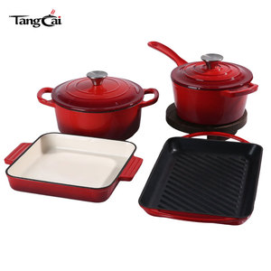 Ensemble d'ustensiles de cuisson en fonte écologiques et durables antiadhésifs - Cocotte 5QT, <span class=keywords><strong>Casserole</strong></span> 3QT, Plaque de cuisson <span class=keywords><strong>rectangulaire</strong></span> et Plaque à rôtir, Compatible four - Product Image 2