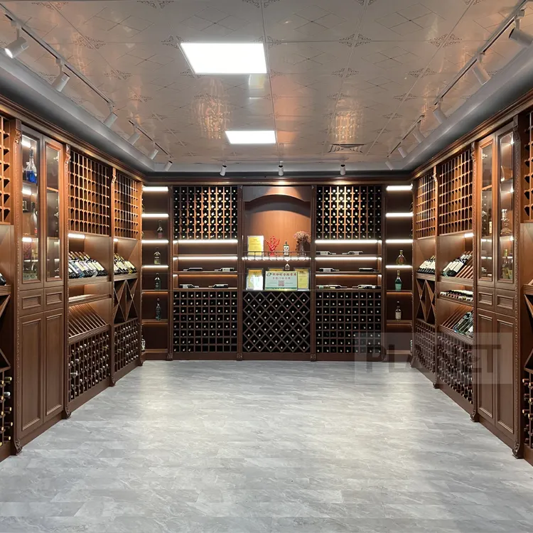Chinese Guangdong Custom Large Walk In Wood Luxury Classic European Style Wine Cabinet