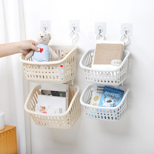 Hanging Storage <b>Basket</b> Bathroom <b>Plastic</b> Rectangle Beige Wall Mounted Shower Organizer - Product Image 4