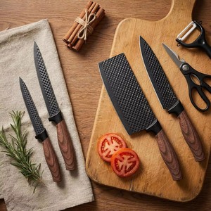 Wholesale 8 Pieces Cutlery <b>Set</b> Stainless Steel Kitchen <b>Knife</b> <b>Set</b> with Anti-Rust Coating Blade and Wood Grain PP Handle - Product Image 5