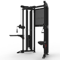 Entrenador funcional compacto para el hogar montado en la pared con Lat/Row, estante de sentadillas de doble polea con máquina de cable para ejercicio